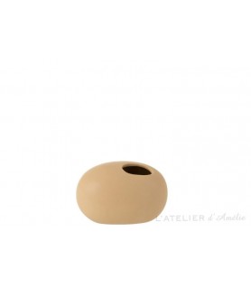 Vase ovale céramique beige